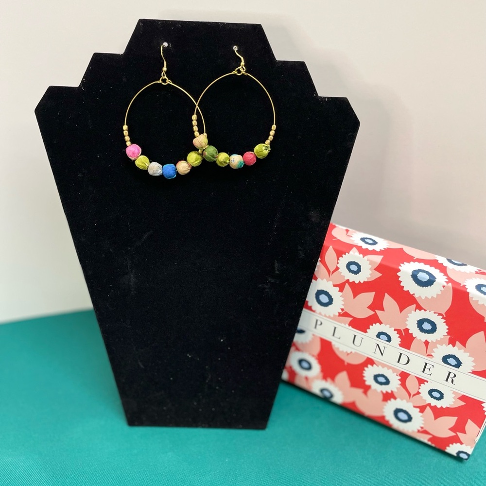 NWT Plunder Beaded Hoop Earrings